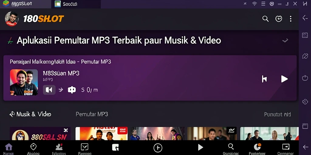 Antarmuka Pemutar MP3 180SLOT yang sederhana dan elegan.