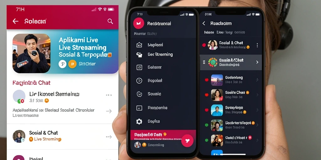 Antarmuka 71H menampilkan fitur Live Streaming yang menarik dan mudah digunakan.