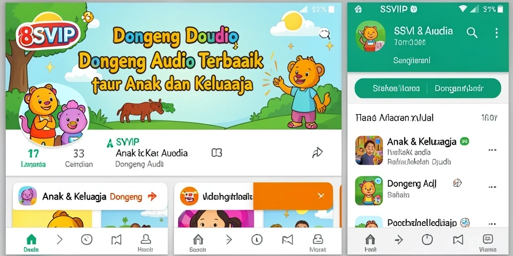 Antarmuka aplikasi 8SVIP menampilkan pilihan dongeng audio yang menarik.