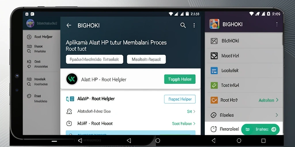 Tampilan antarmuka aplikasi BIGHOKI untuk Root Helper yang mudah digunakan.