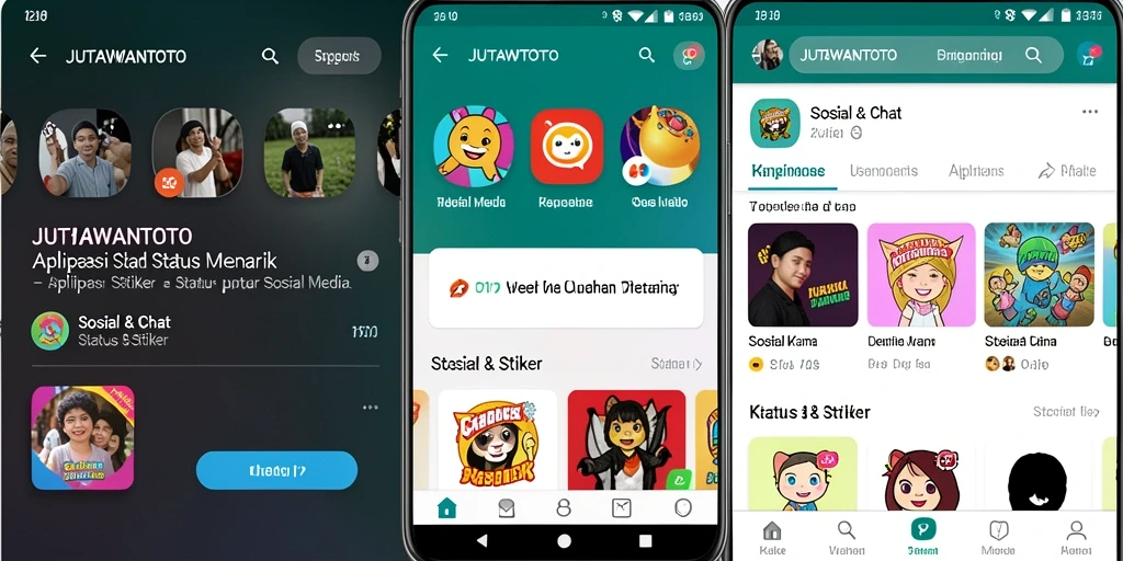 Tampilan antarmuka JUTAWANTOTO dengan pilihan stiker menarik
