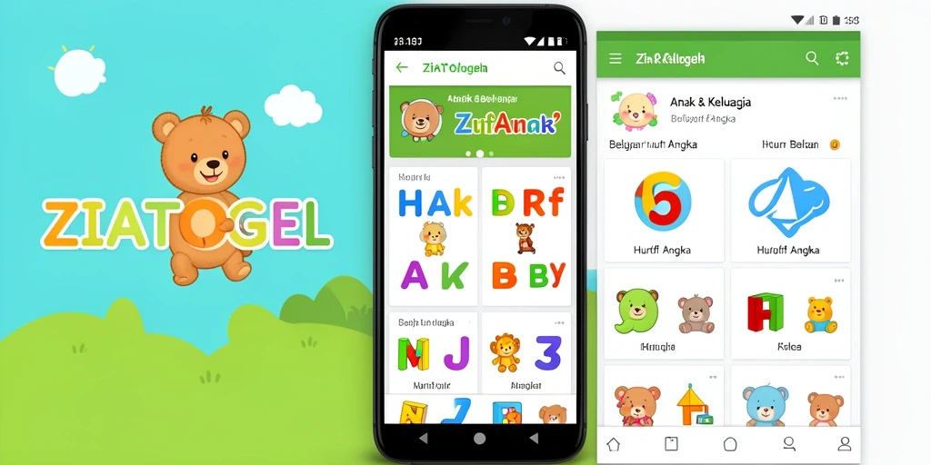 Tampilan menarik dan interaktif dari aplikasi ZIATOGEL untuk belajar.